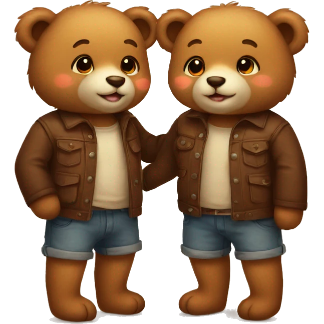 Cute little bears couple in love emoji