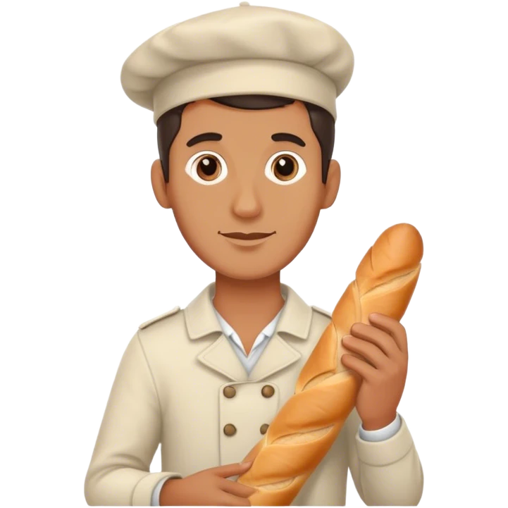 french man holding a baguette emoji