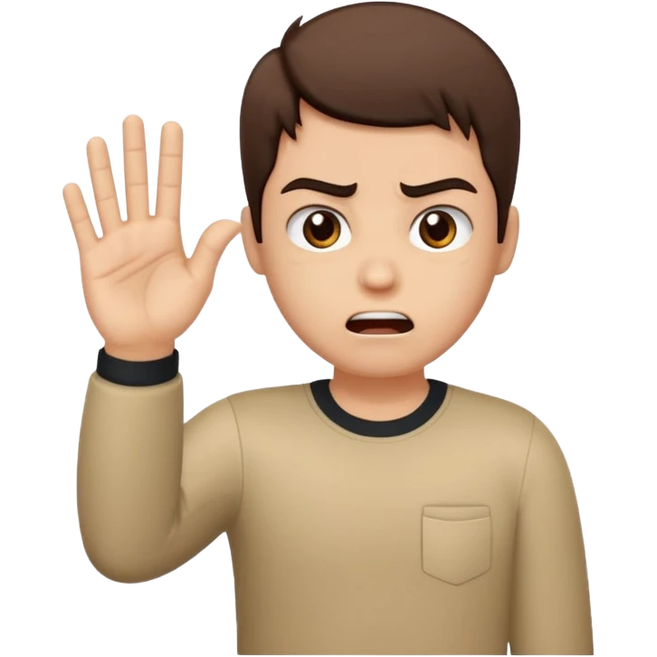 kinda mad and had a palm up like talk to the hand emoji