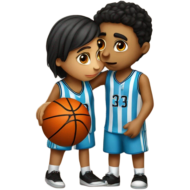 basquetball player number thirty two kissing an Argentinean girl ten emoji