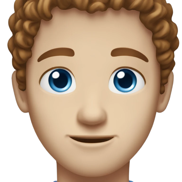 Thin white face, freckles, blue eyes, brown hair wavy, long hair  emoji