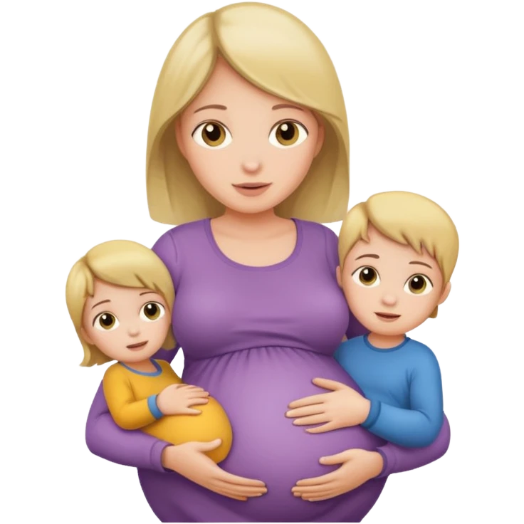 pregnant girl holding three children emoji