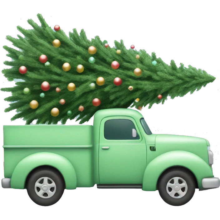 Pastel green truck with Christmas tree emoji