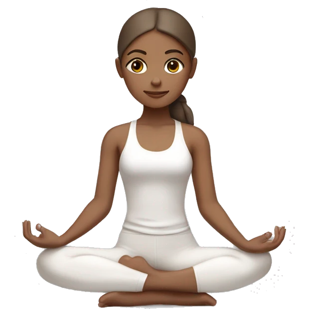 white brown haired girl doing yoga with white pilates clothes emoji