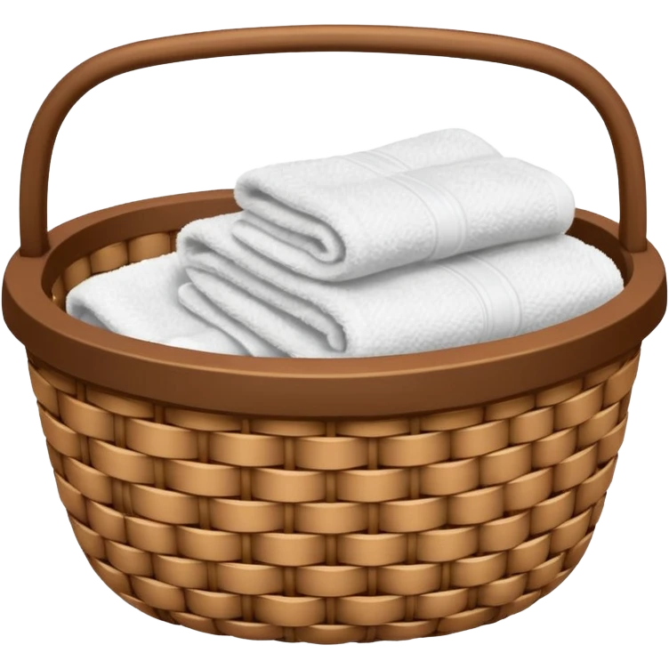 Woven Brown basket with white towels emoji