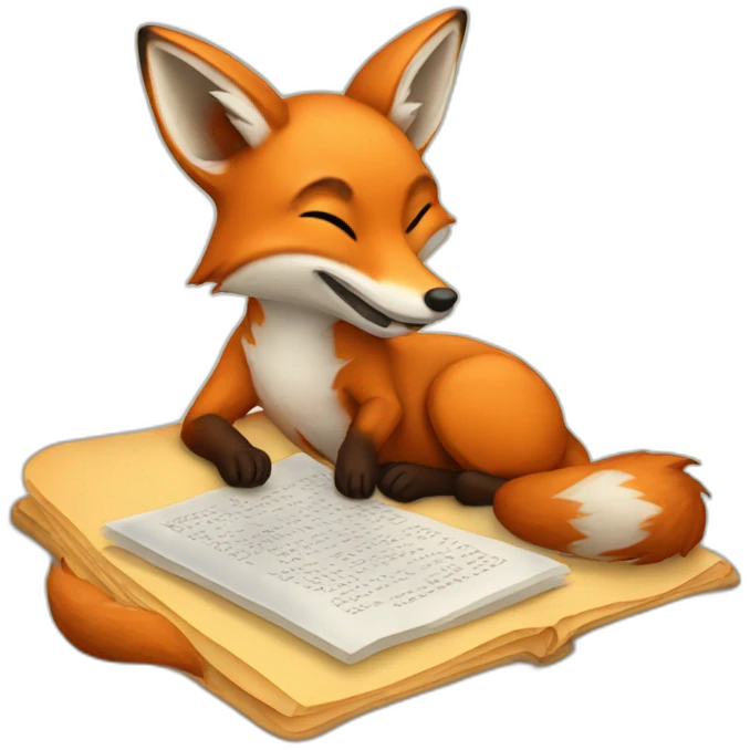 fox eating a text "404" emoji