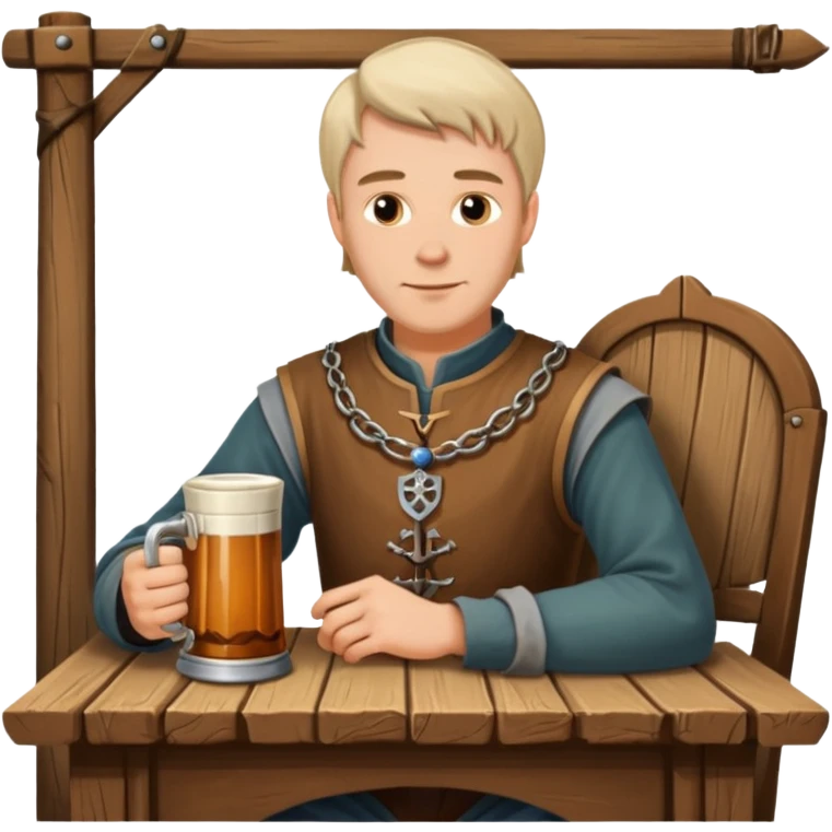 medieval white man sitting next to a table emoji