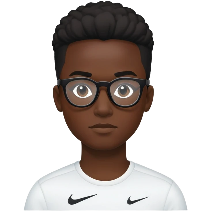 A black boy with a black glaces and nike tech emoji