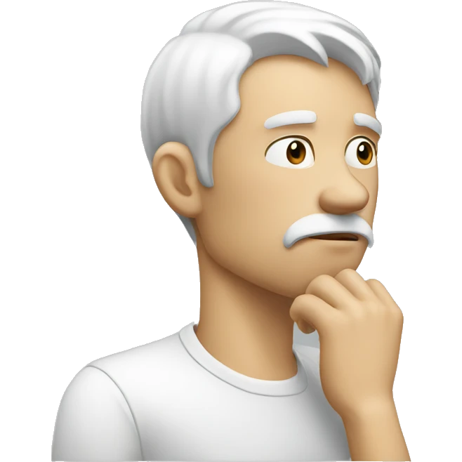 white thinking man who scratches his chin emoji