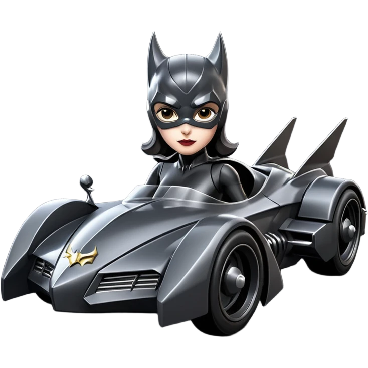 aerodynamic dark rc futuristic concept Catwoman Batgirlmobile loosely based on F1 racing (flat long straight faceted mechanical body) winged stealthy street hot rod  emoji