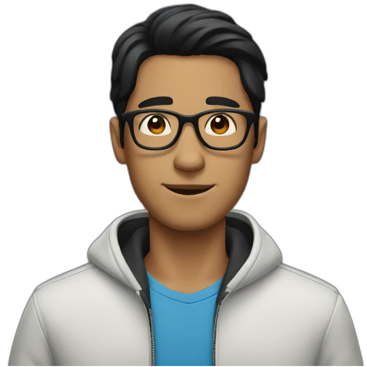 guy with black hair and glasses emoji