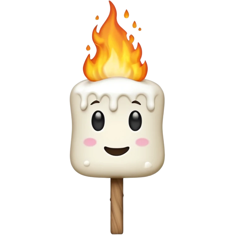 melting Marshmallow on stick at the fire emoji