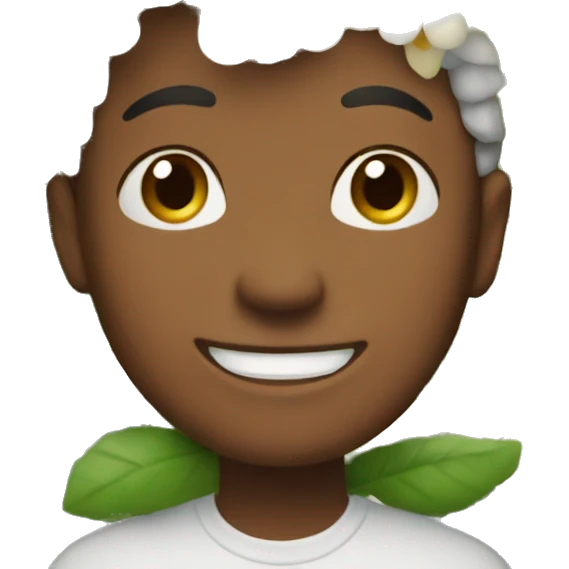 Emoji with flowers around smiling emoji