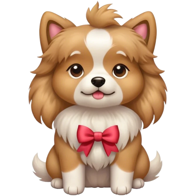 Fluffy dog with a bow emoji