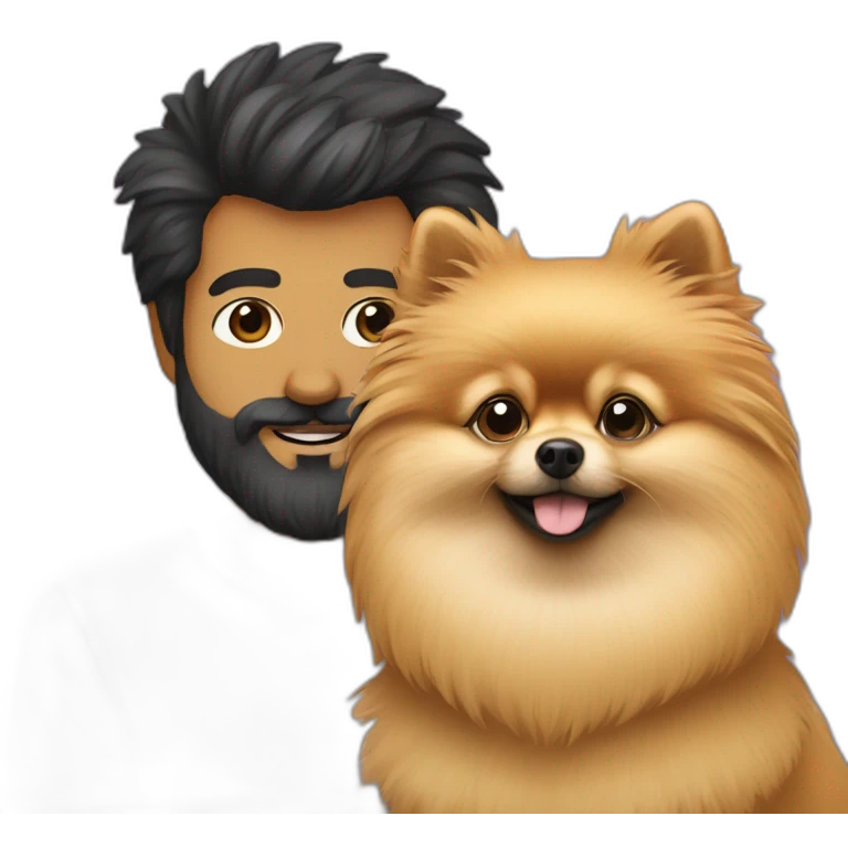 Pomeranian with bearded man emoji