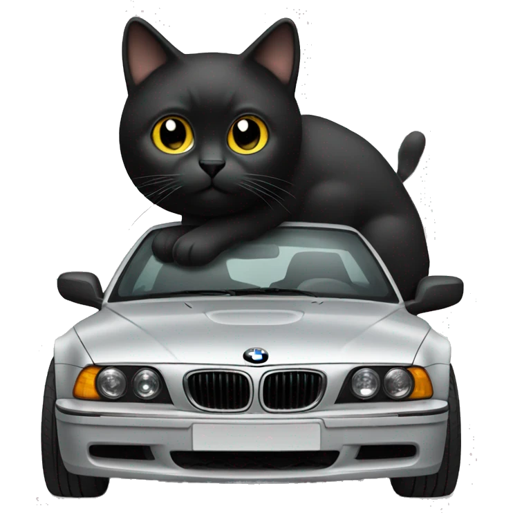 BMW with black cat on board emoji