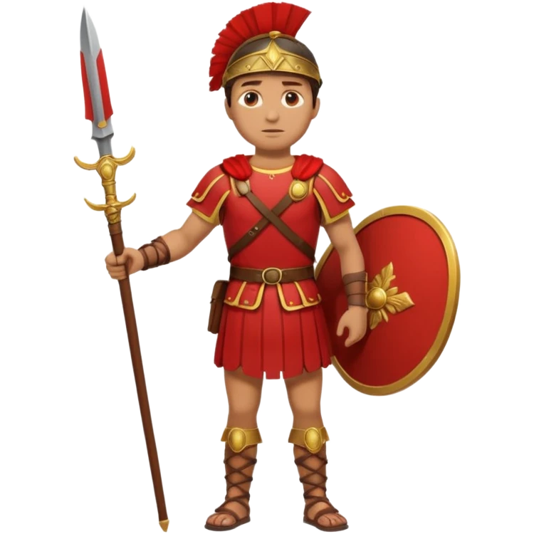 roman soldier without armor, just red clothing and fullbody view emoji