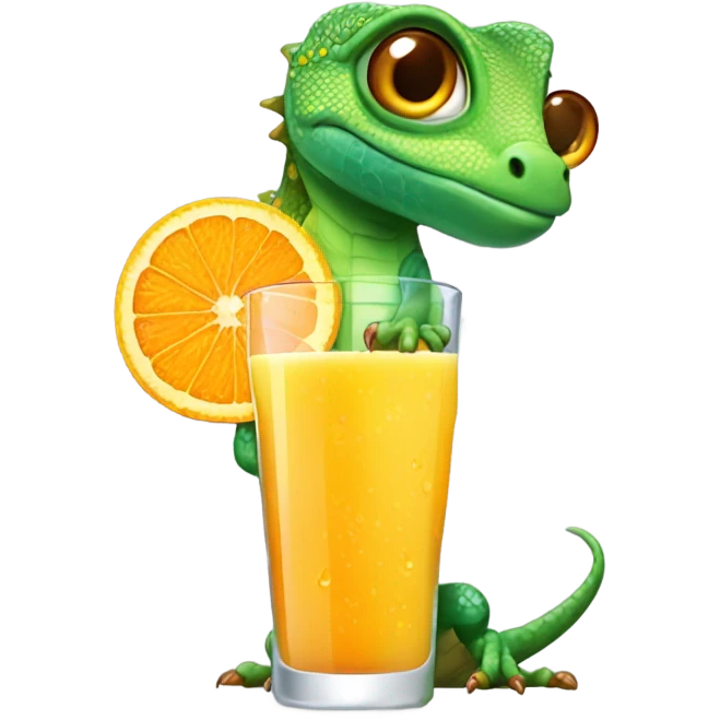 Make a lizard drinking orange juice emoji