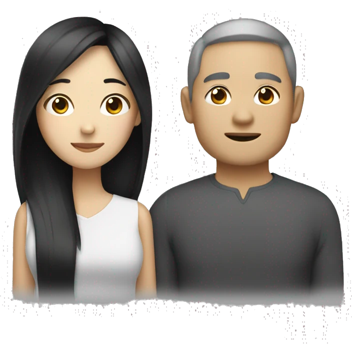 Asian girl with white man emoji