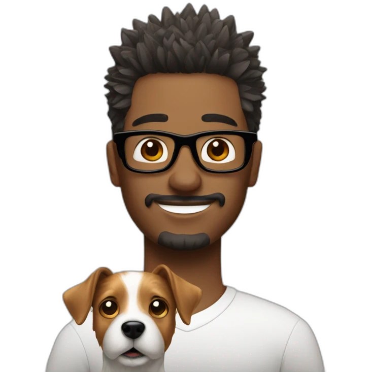 Man with spiky hair with glasses with jack russell terrier dog emoji