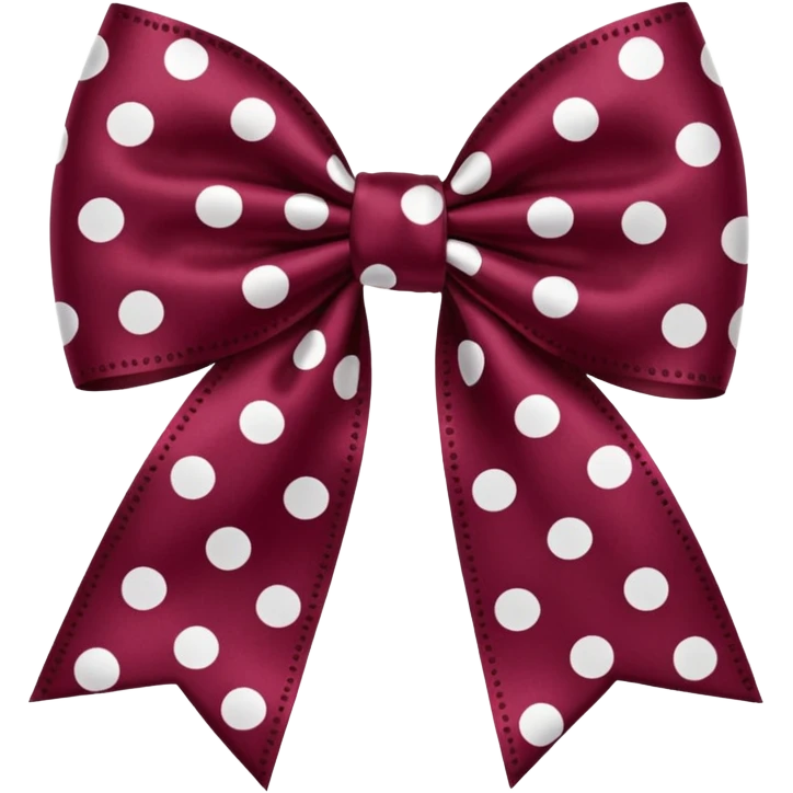 Burgandy bow with white polka dots emoji