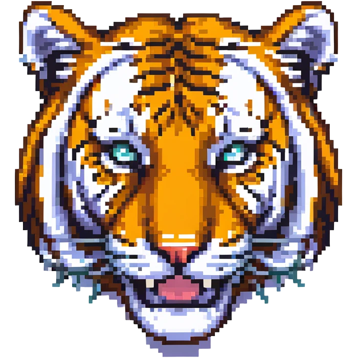 retro pixel art tiger face for Twitch emote emoji