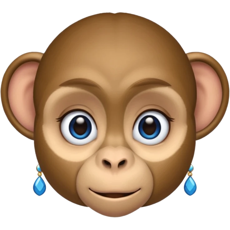 a monkey with long eyelashes and blue eyeshadow eyeliner, with earrings emoji