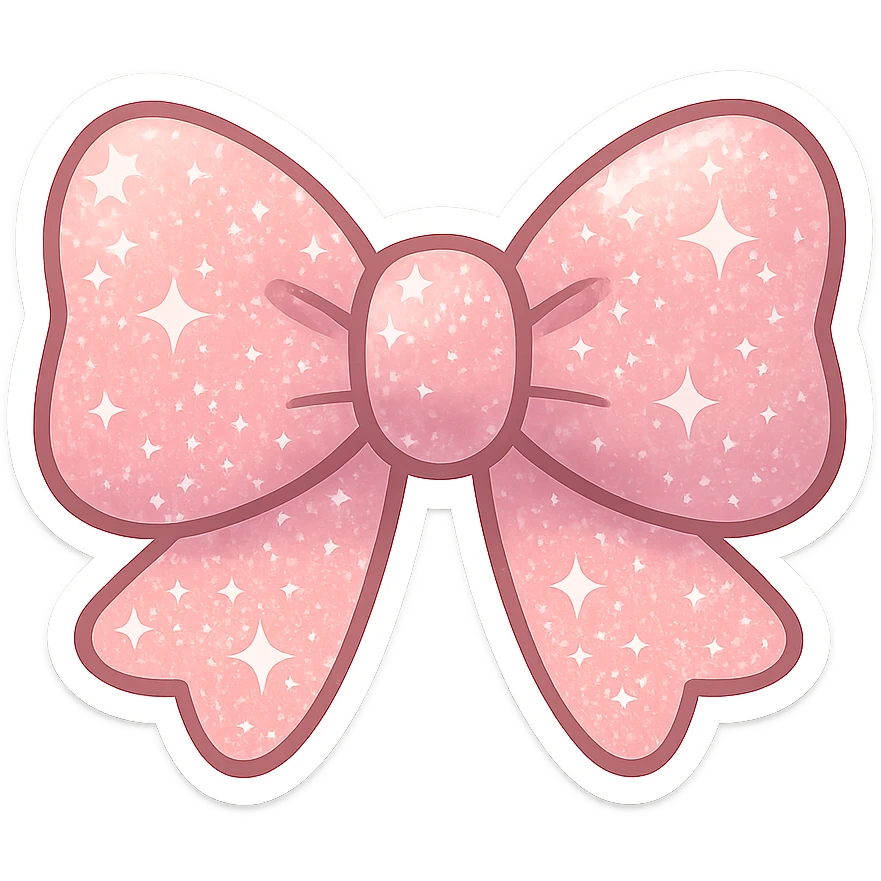 Glitter bow object, cute, shiny, no background emoji