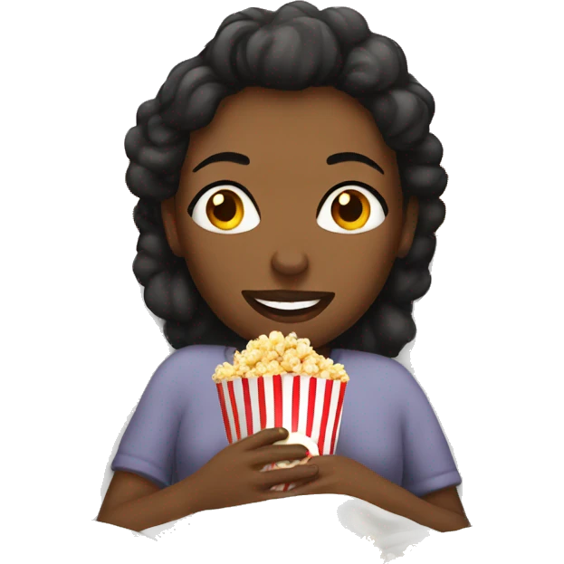 Woman eating popcorn in bed  emoji