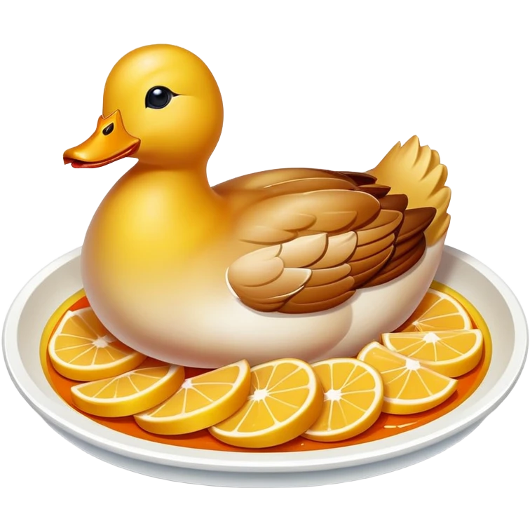 Nanjing salted duck with glistening skin slices, simplified emoji style with bold outlines and bright colors, cartoon style Jiangsu poultry dish emoji