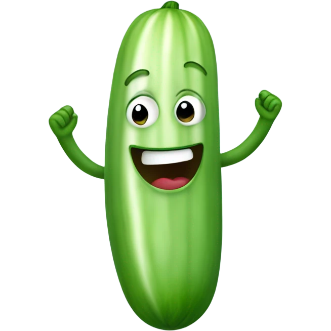 happy cucumber with hands up emoji