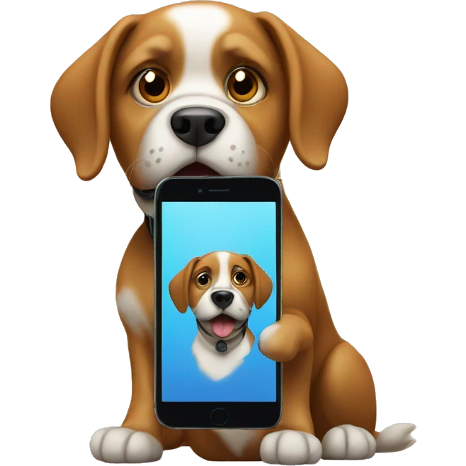 a dog with phone emoji