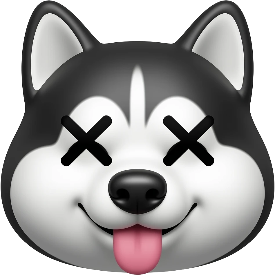 Derpy husky face with tongue out to the side and eyes crossed emoji