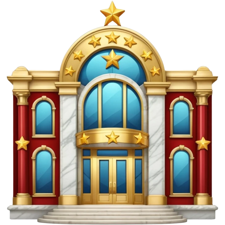 luxurious 5-star hotel, elegant building with five gold stars above the entrance emoji