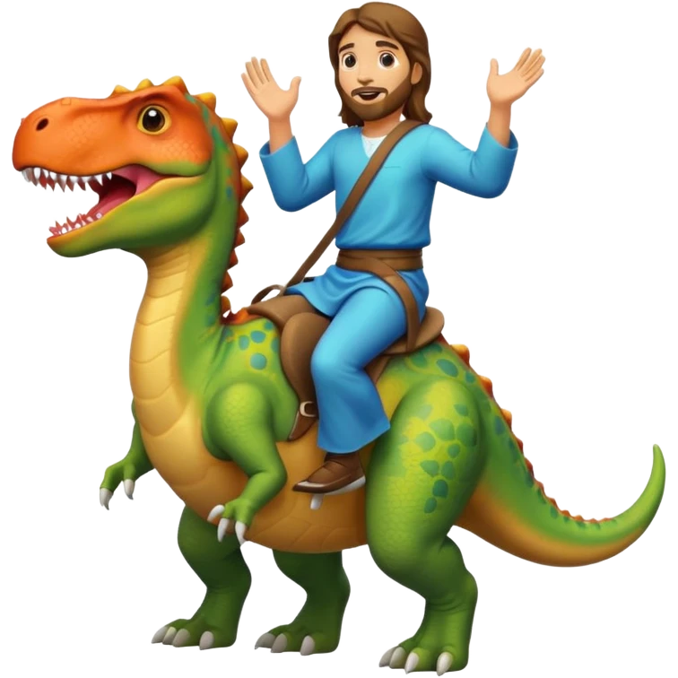Jesus riding a Dinosaur emoji