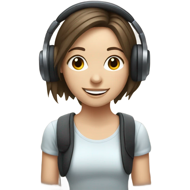 White brunette girl listening to music emoji