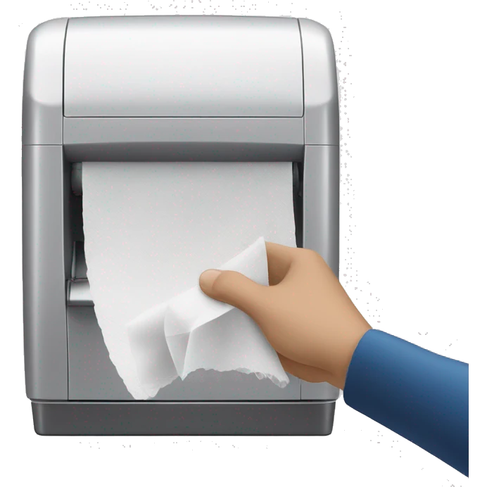 Picture: a man's hand pulls a white paper napkin out of the opening of a plastic dispenser emoji