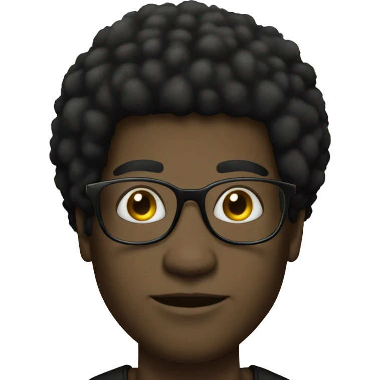 African American Man, black afro, black & gold immediately glasses and gold necklace  emoji