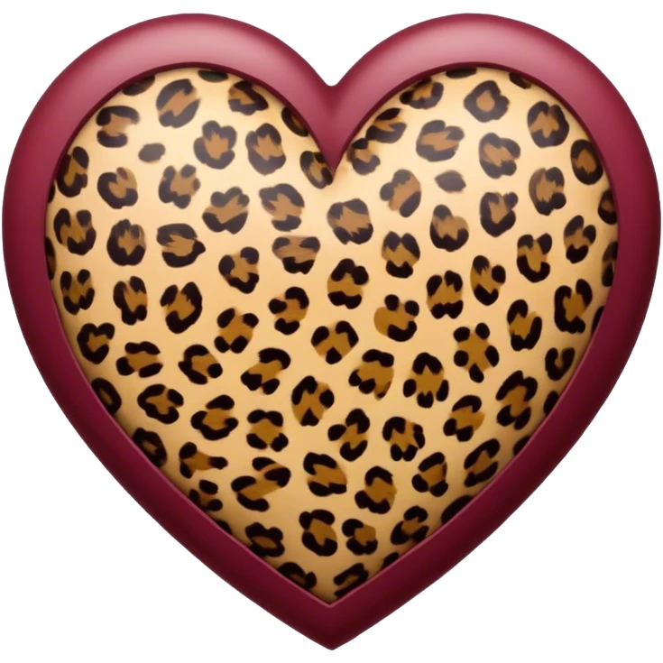 Leopard print heart burgundy emoji