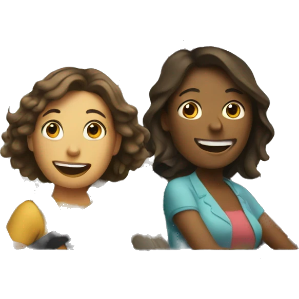Mum and girl riding in a car emoji