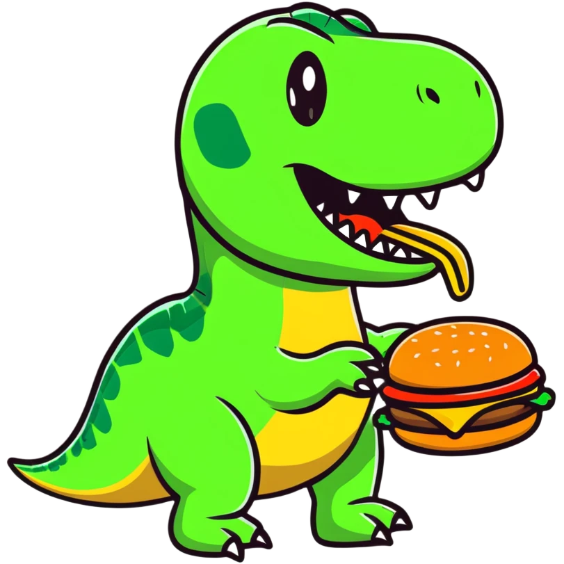 Un dinosaure qui mange un burger   emoji