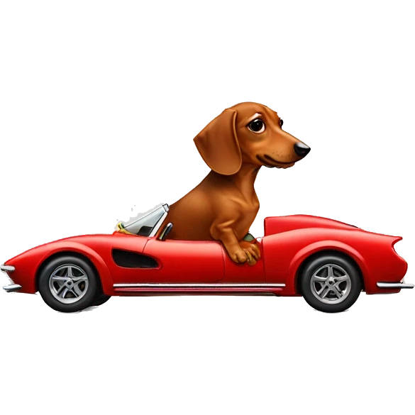 daschund in ferrari emoji