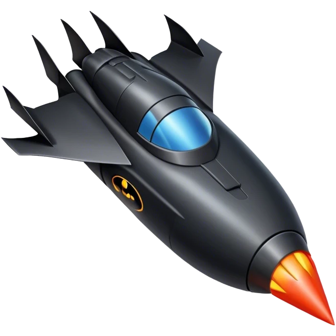 batmobile in rocket ship boom rocket at take-off emoji
