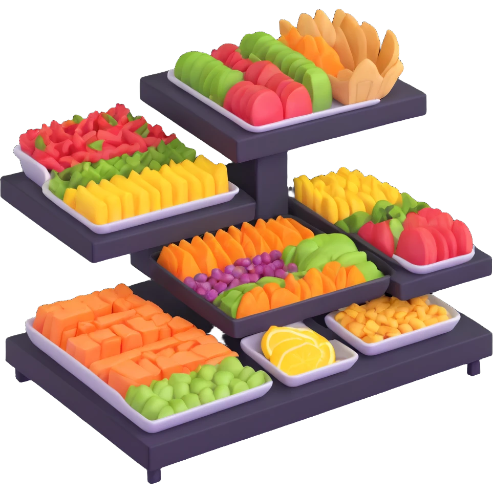 buffet service with colorful food trays emoji