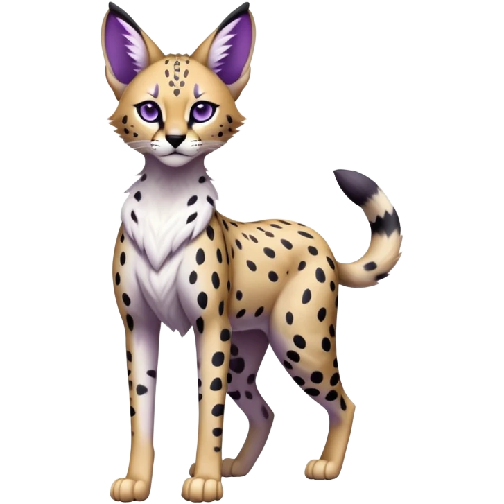 Epic Edgy Black White Purple ethereal Serval-Fionbri full body emoji