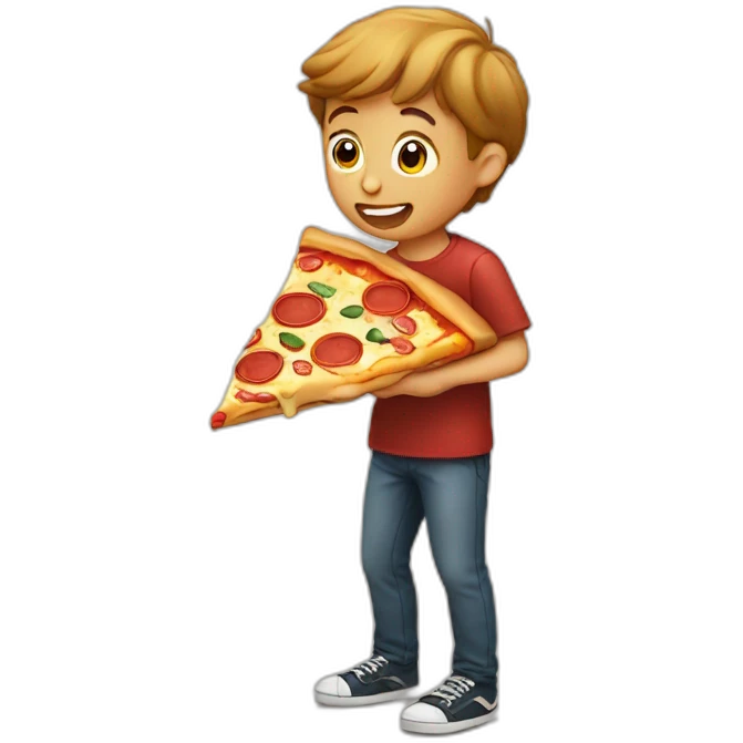boy eating pizza emoji