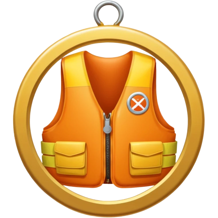 a gold medal with a lifevest engraved on it emoji