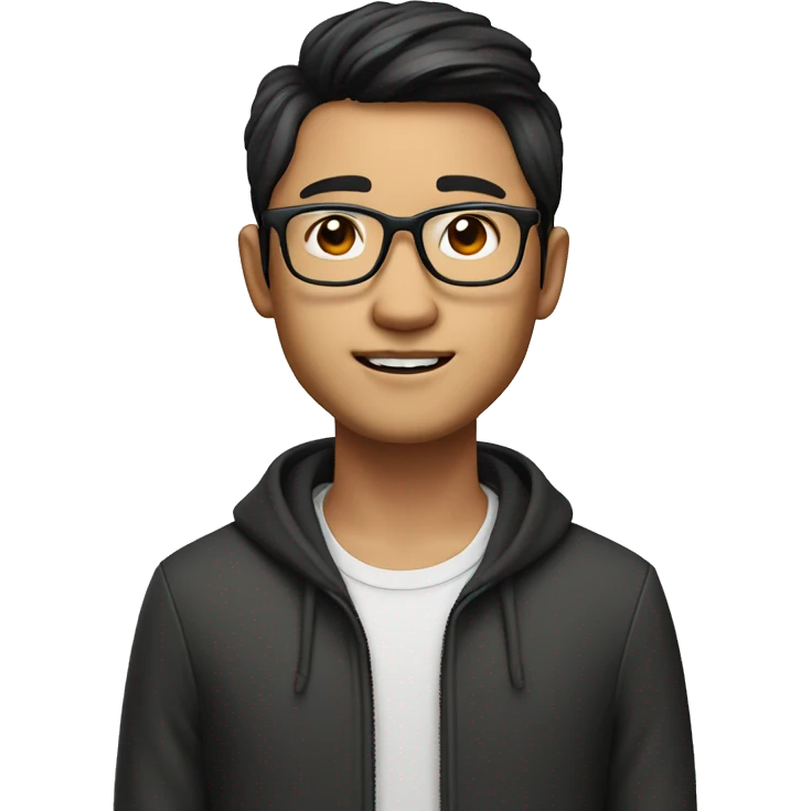 memoji, portrait, asian, glasses smart guy, 25 years old, designer emoji