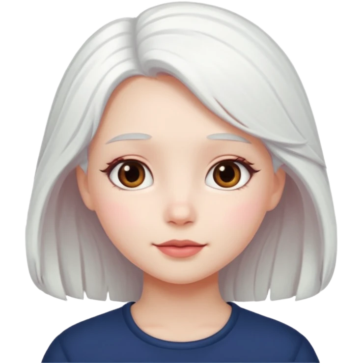 pure white hair, cute girl emoji
