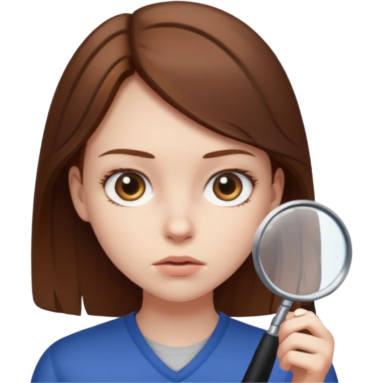 girl investigating emoji